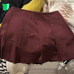 ASOS Burgundy Pleated Mini Skirt
